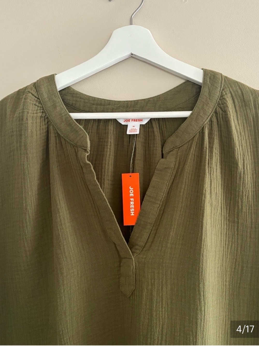 Joe Fresh Women’s Size 1X Olive-Green V-Neck Tank 100% Cotton Casual Top - Picture 2 of 15